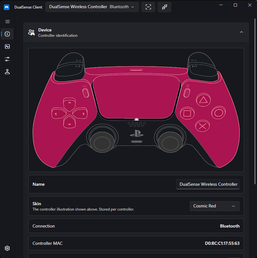 DualSense Client main window
