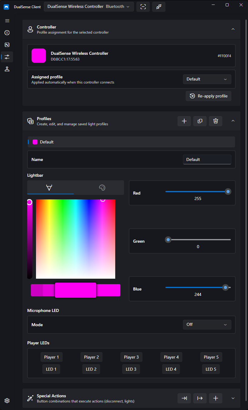 Profiles page