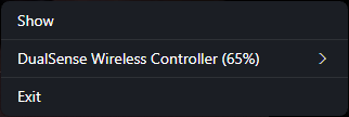 Tray icon menu